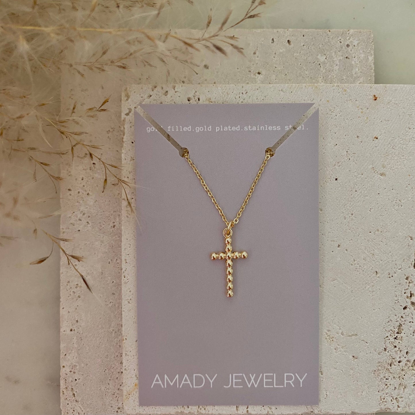 Cross 14k gold filled balloon necklace