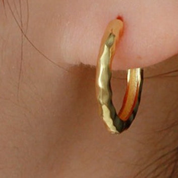 Hammered Slim Hoop Earrings