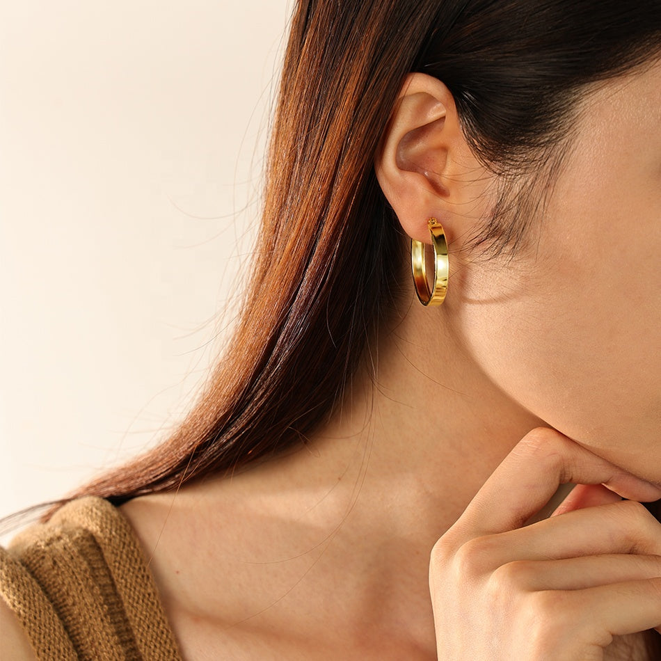 Large Flat Hoop Earrings