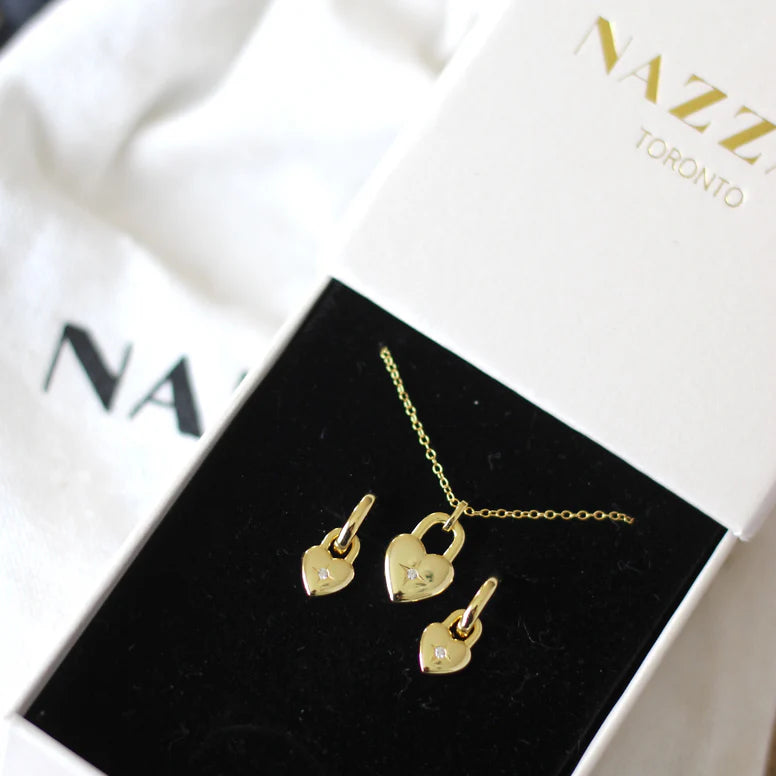 STAR BURST HEART CHARM EARRING