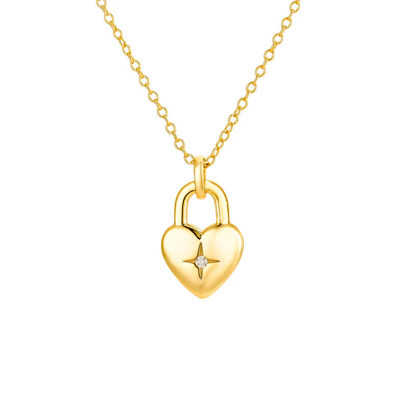 STAR BURST HEART PENDANT NECKLACE