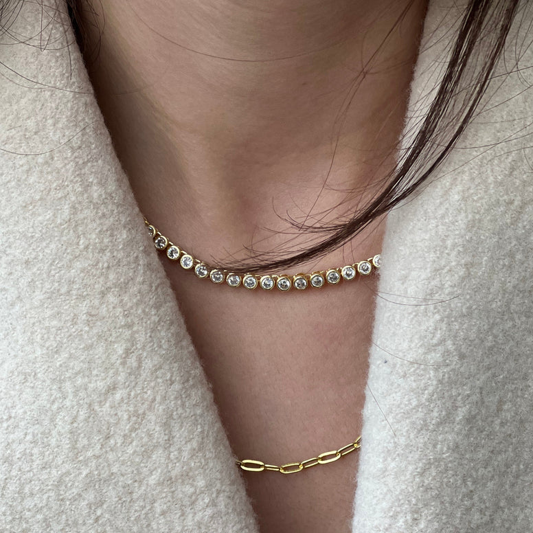 BEZEL TENNIS NECKLACE