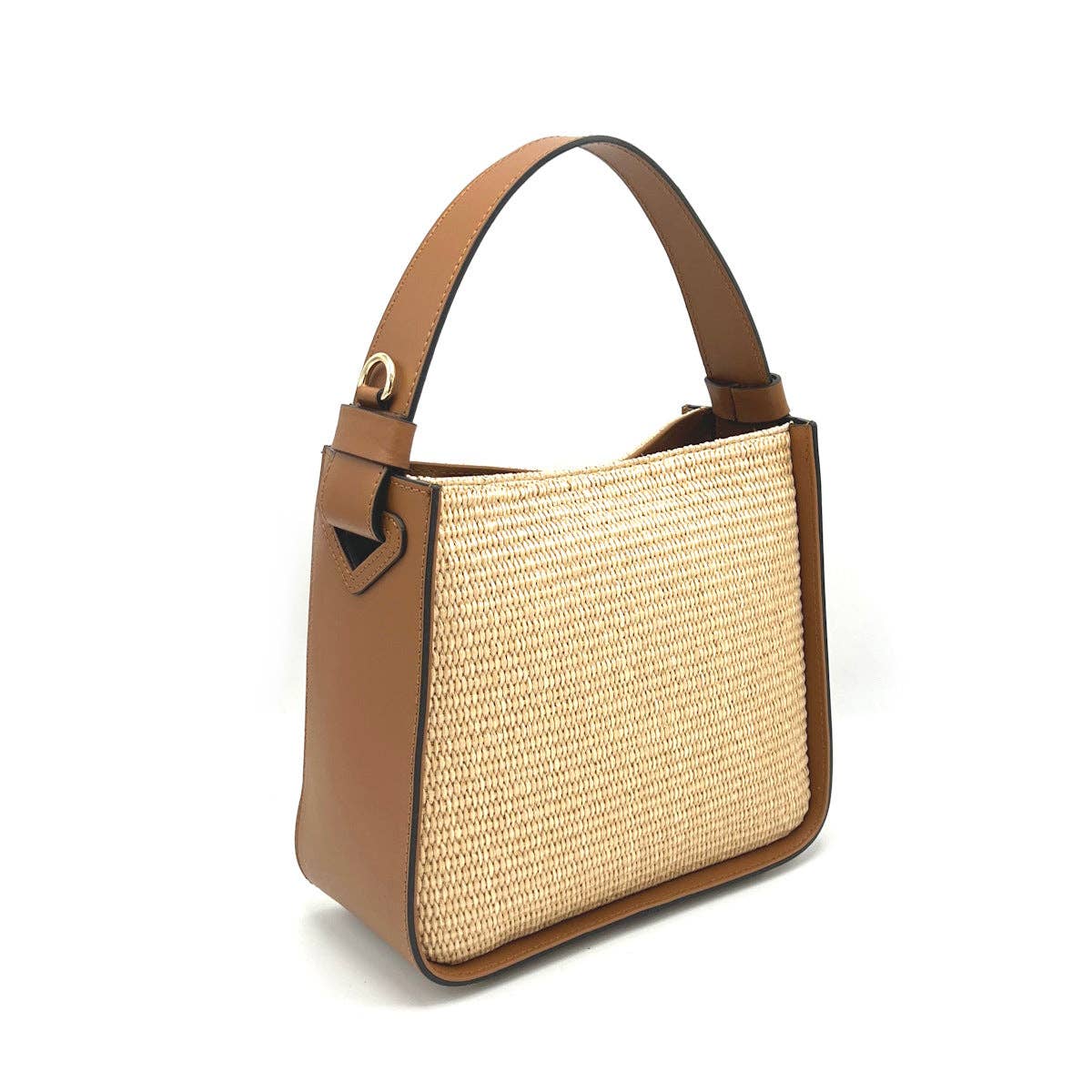 ISABELLA: Leather and Raffia Straw Handbag