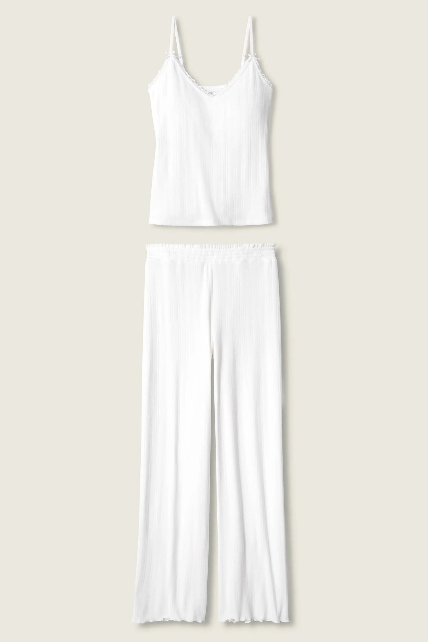 Pointelle Essentials Solid Ivory Loungewear Set