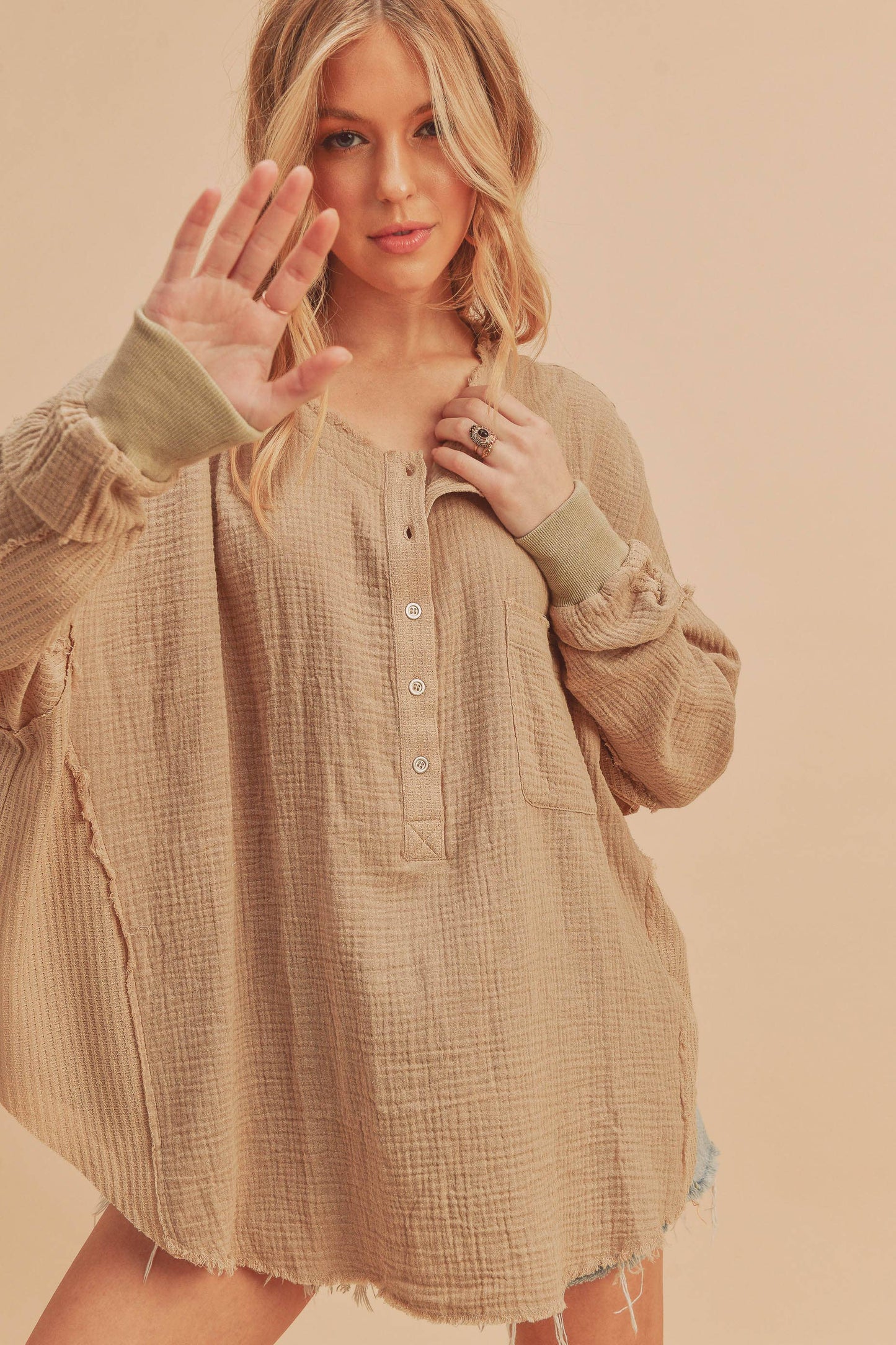 RAQUEL: Half Button Down Top