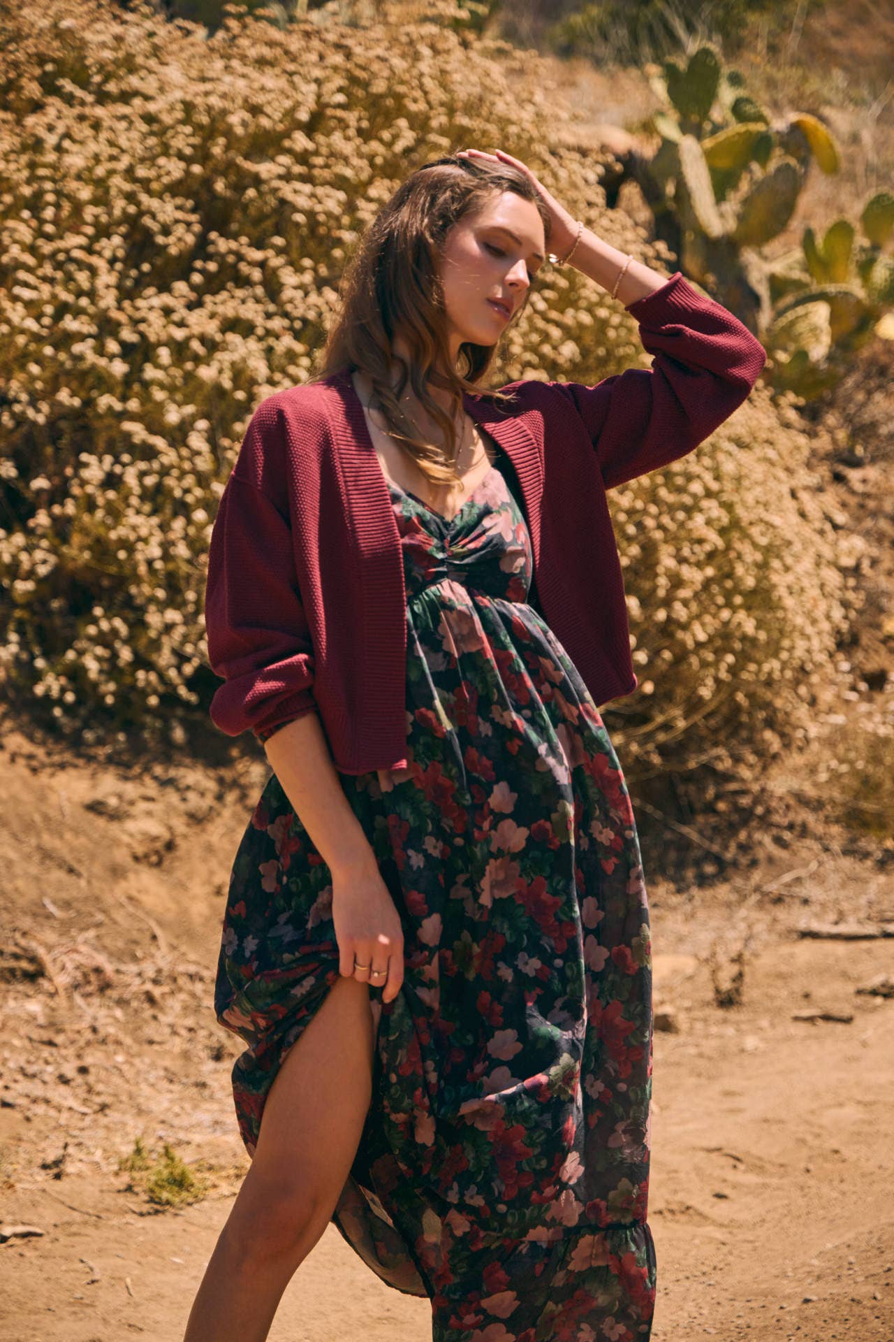 KOURTNEY- Floral Maxi Smocked Dress