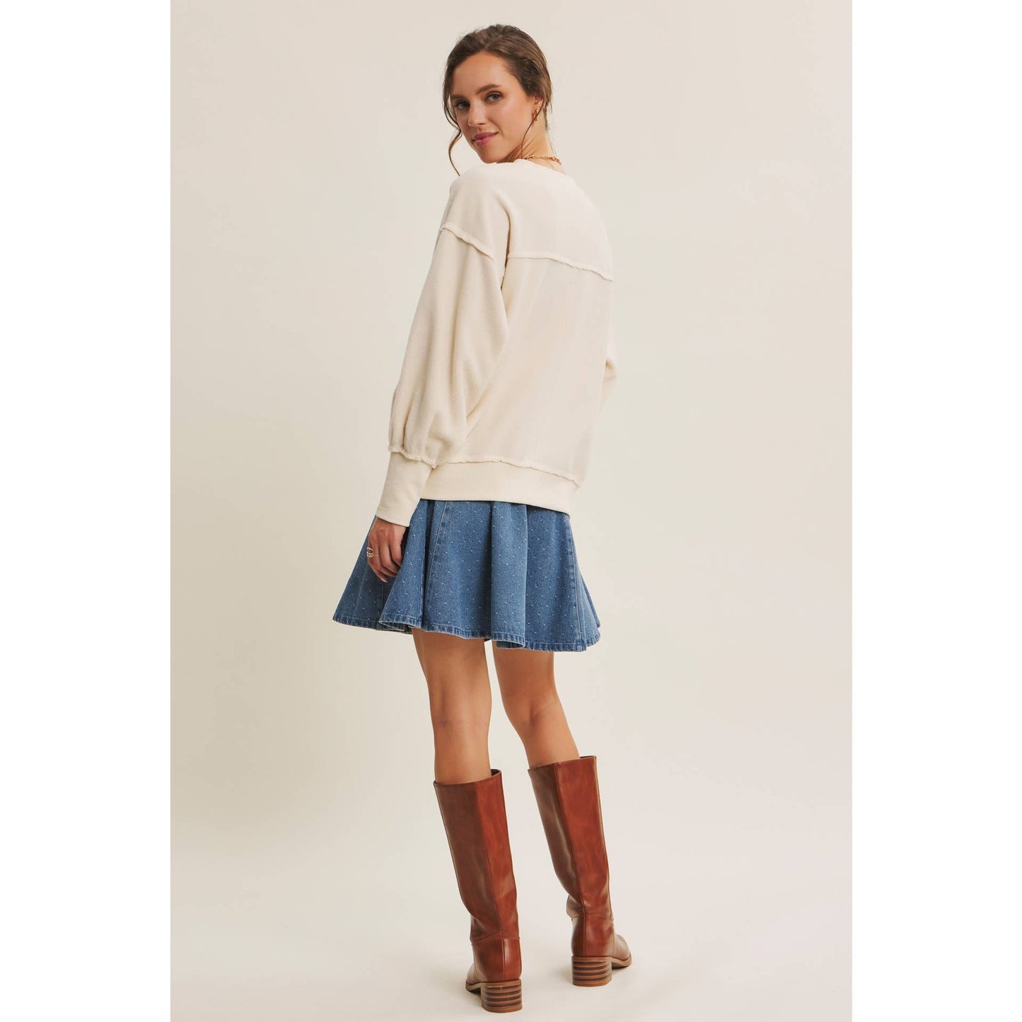 AMY- Denim Flare Mini Skirt
