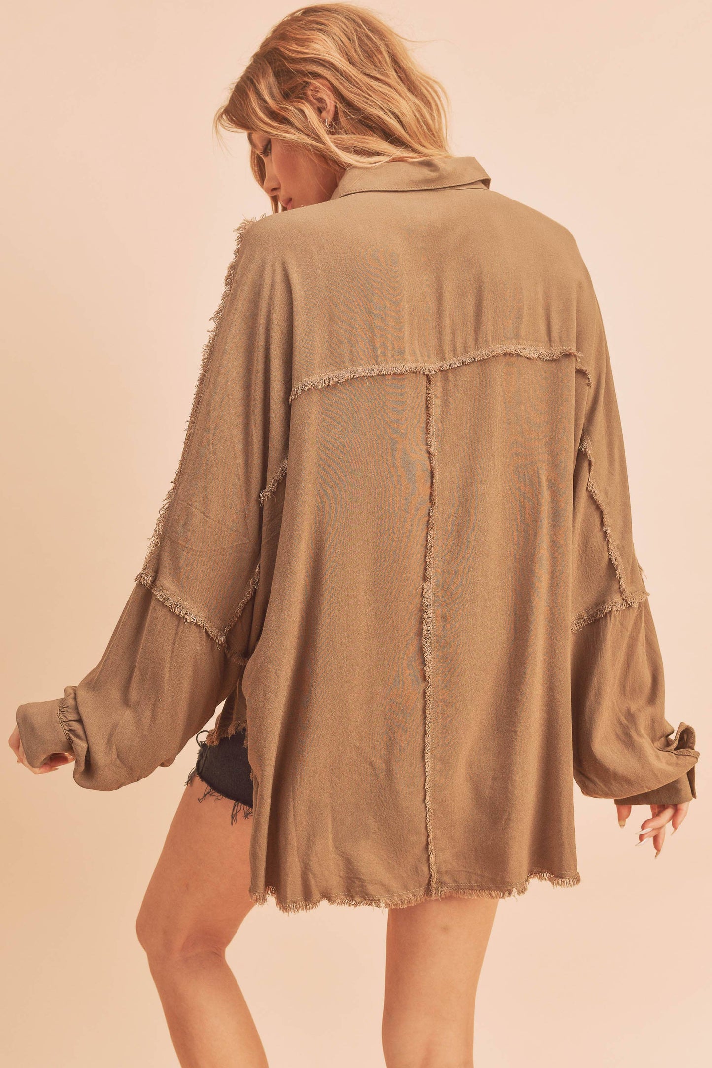 DELILAH: Button Down Raw Hem