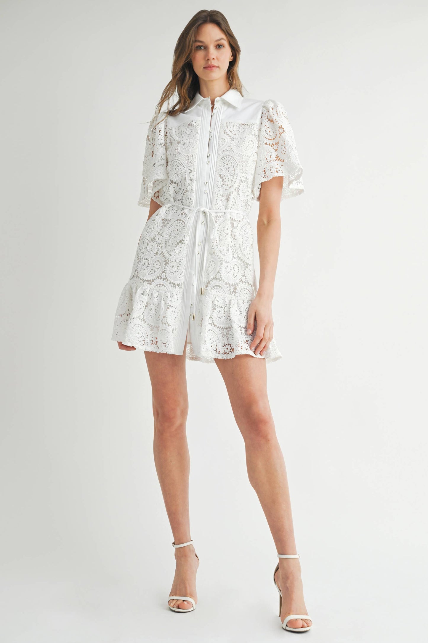 BLAINE: Lace Collared Mini Dress