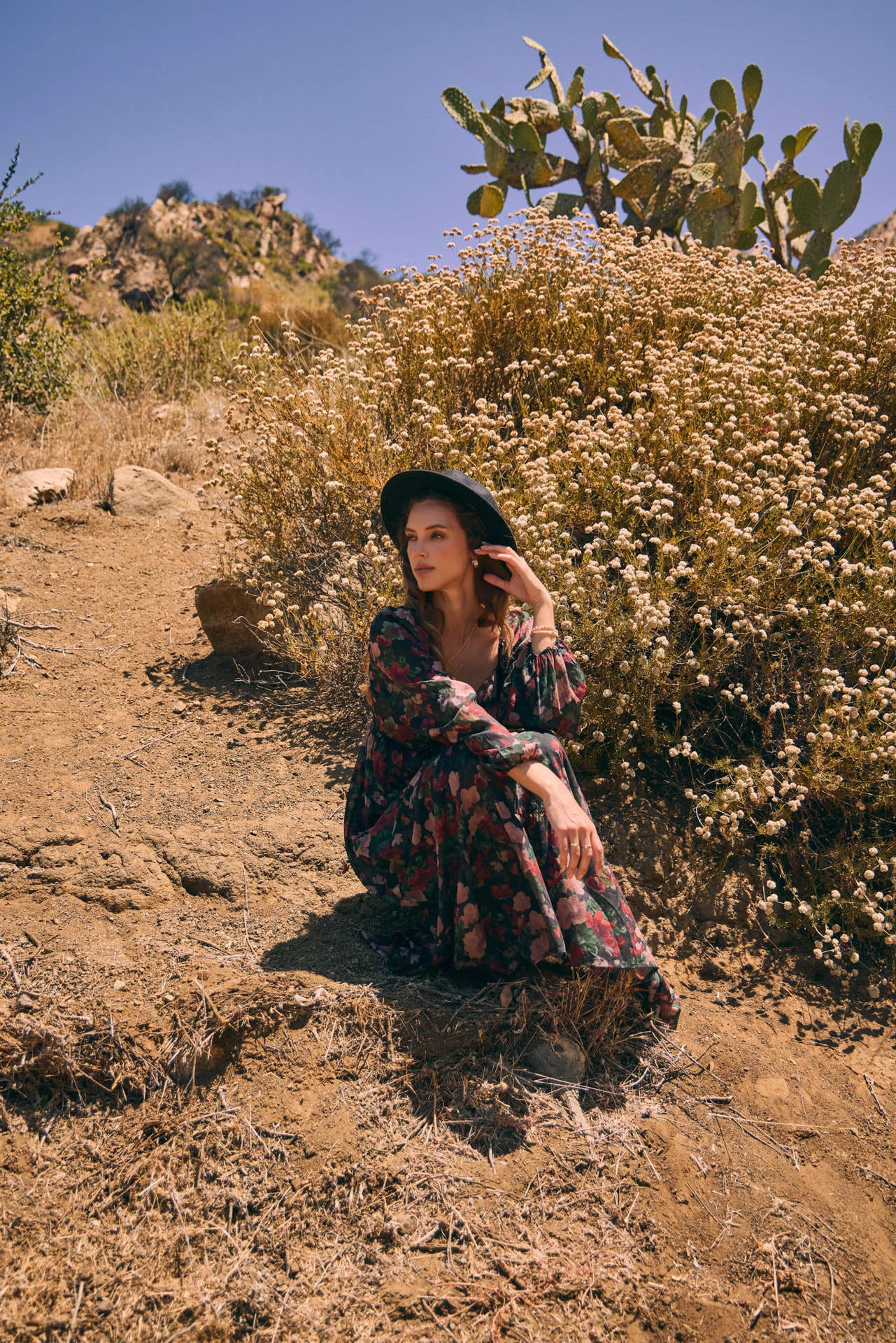 KOURTNEY- Floral Maxi Smocked Dress