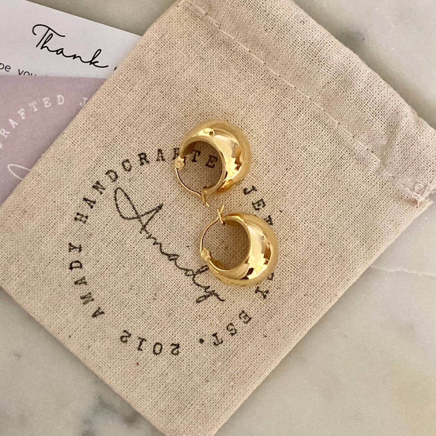 Hoop earrings 18k gold plated thick hoop earrings, chunky