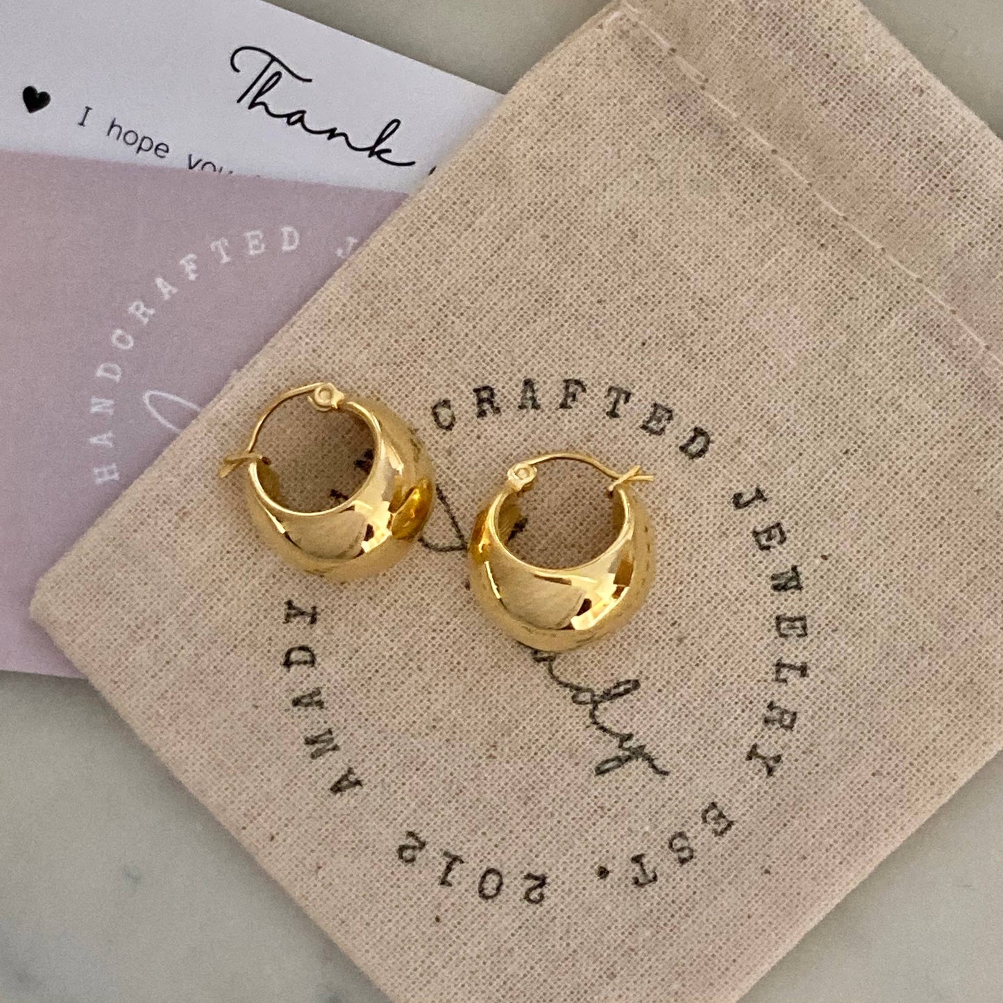 Hoop earrings 18k gold plated thick hoop earrings, chunky