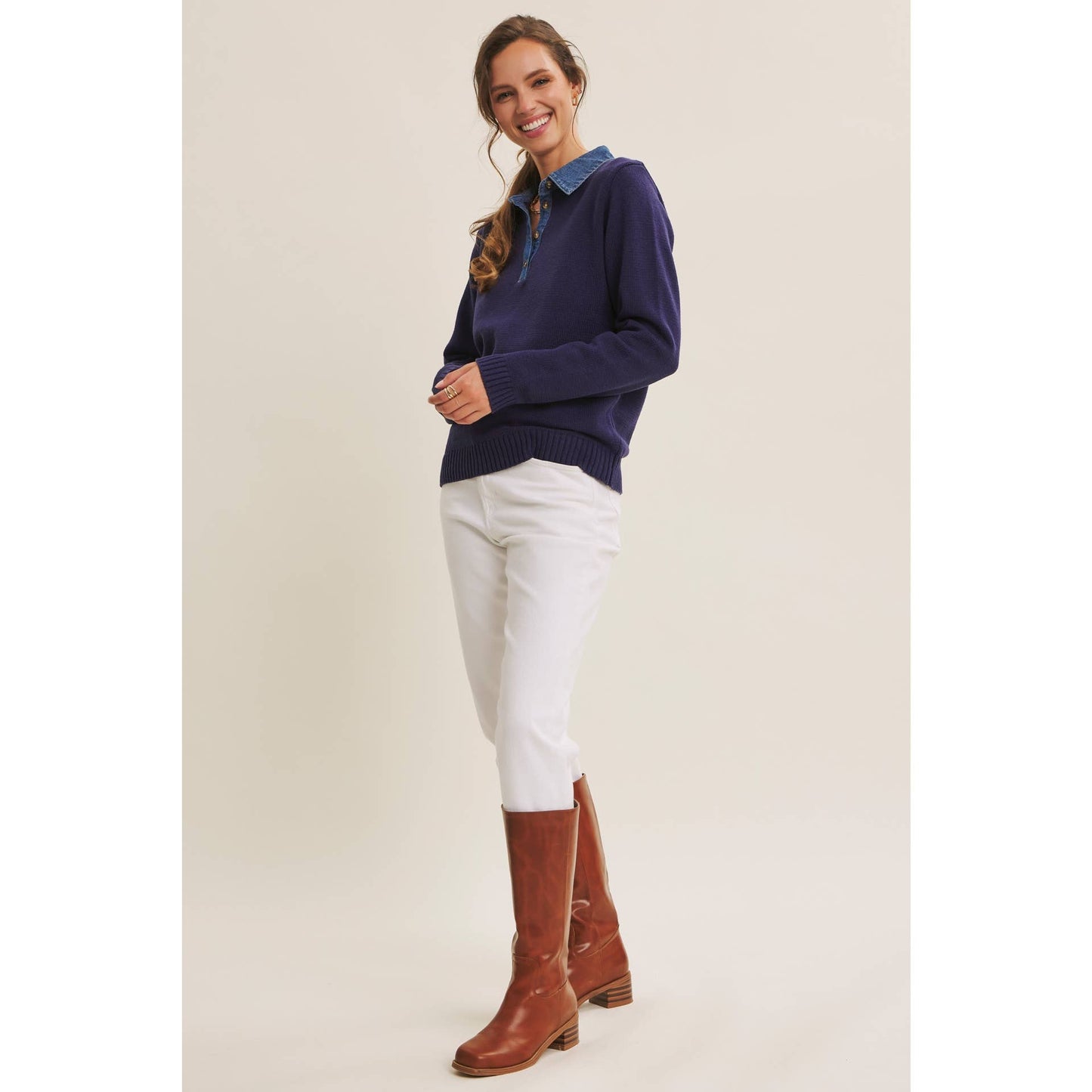 KATE- Classic Sweater Henley Top