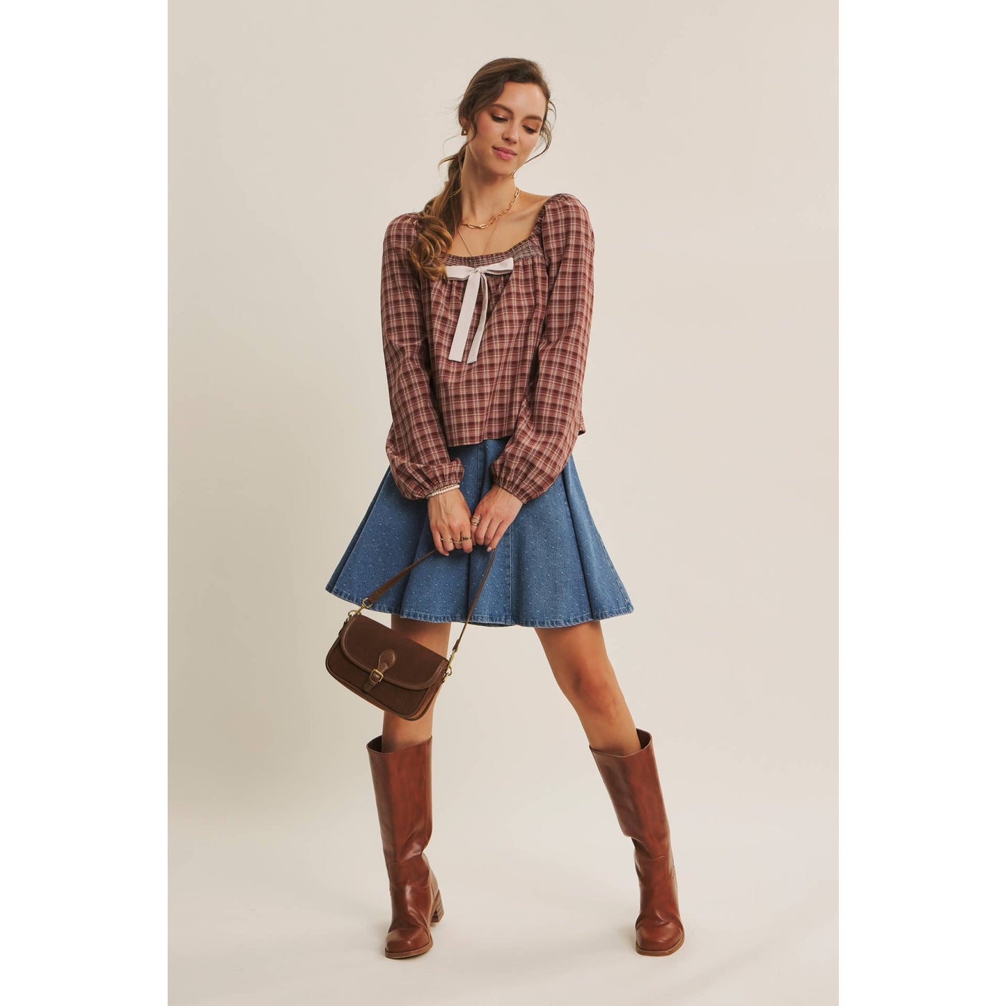 AMY- Denim Flare Mini Skirt