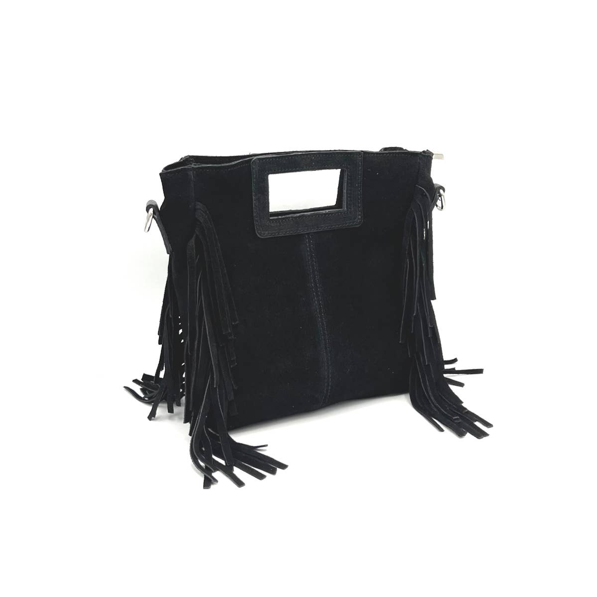 Suede fringe handbag, Made in Italy