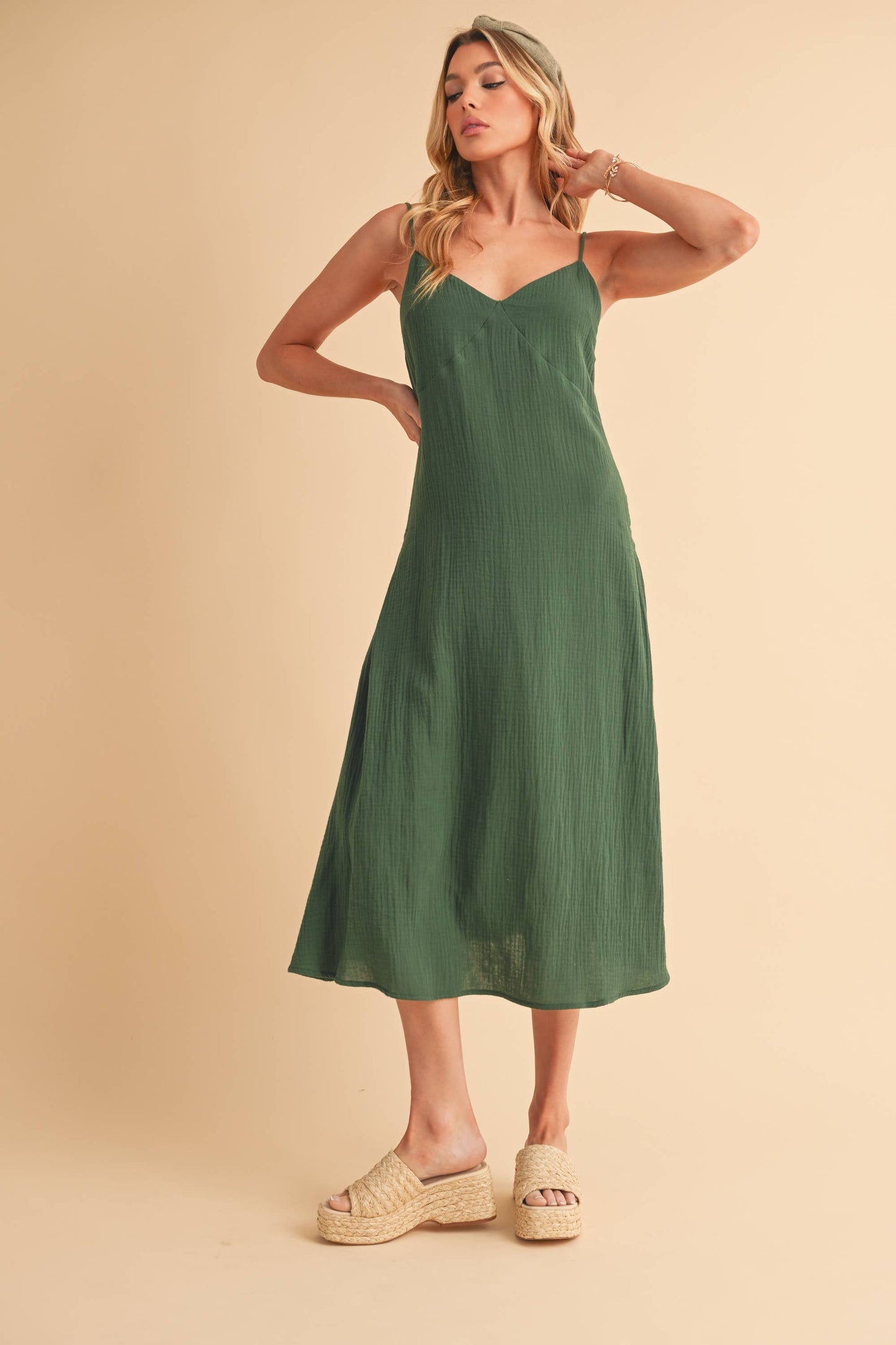 DAWN: Green Cotton Dress
