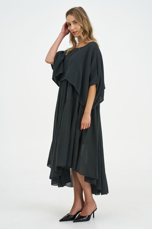 SANDRA- Black dress with separate cover