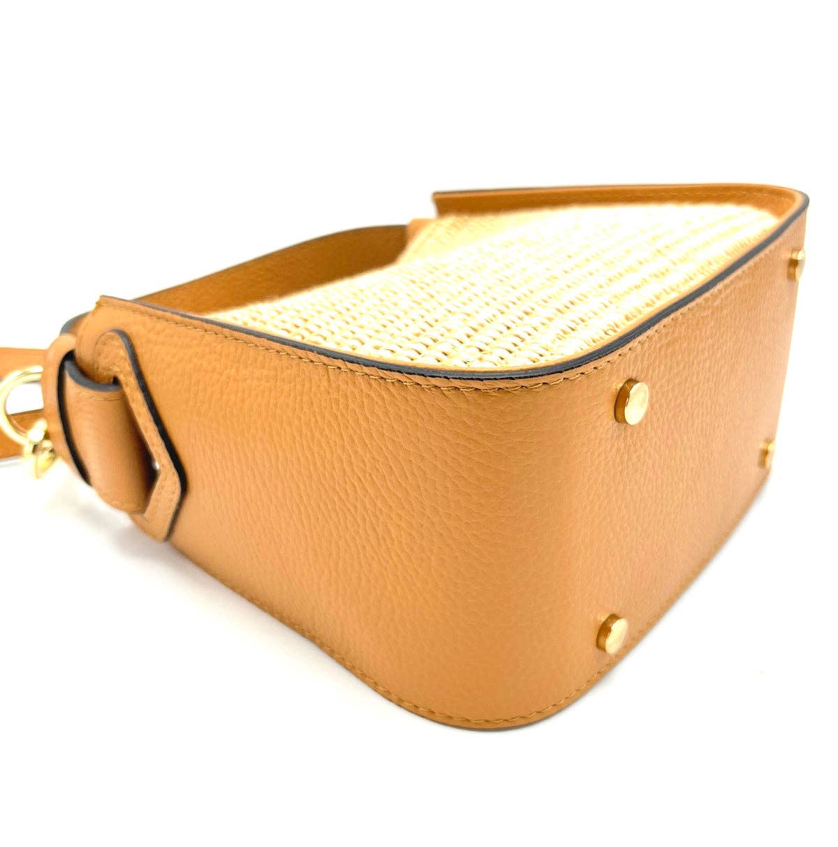 Summer collection leather and Straw bag, Made in Italy