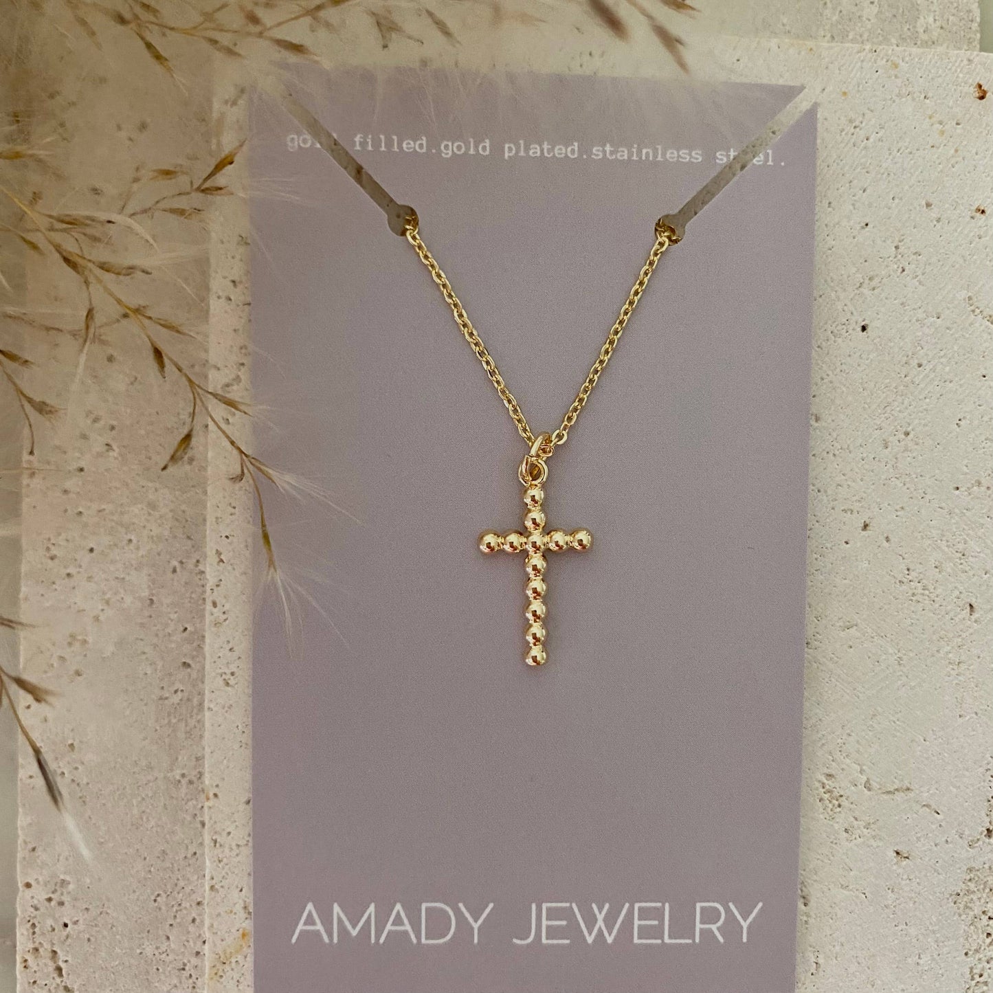 Cross 14k gold filled balloon necklace