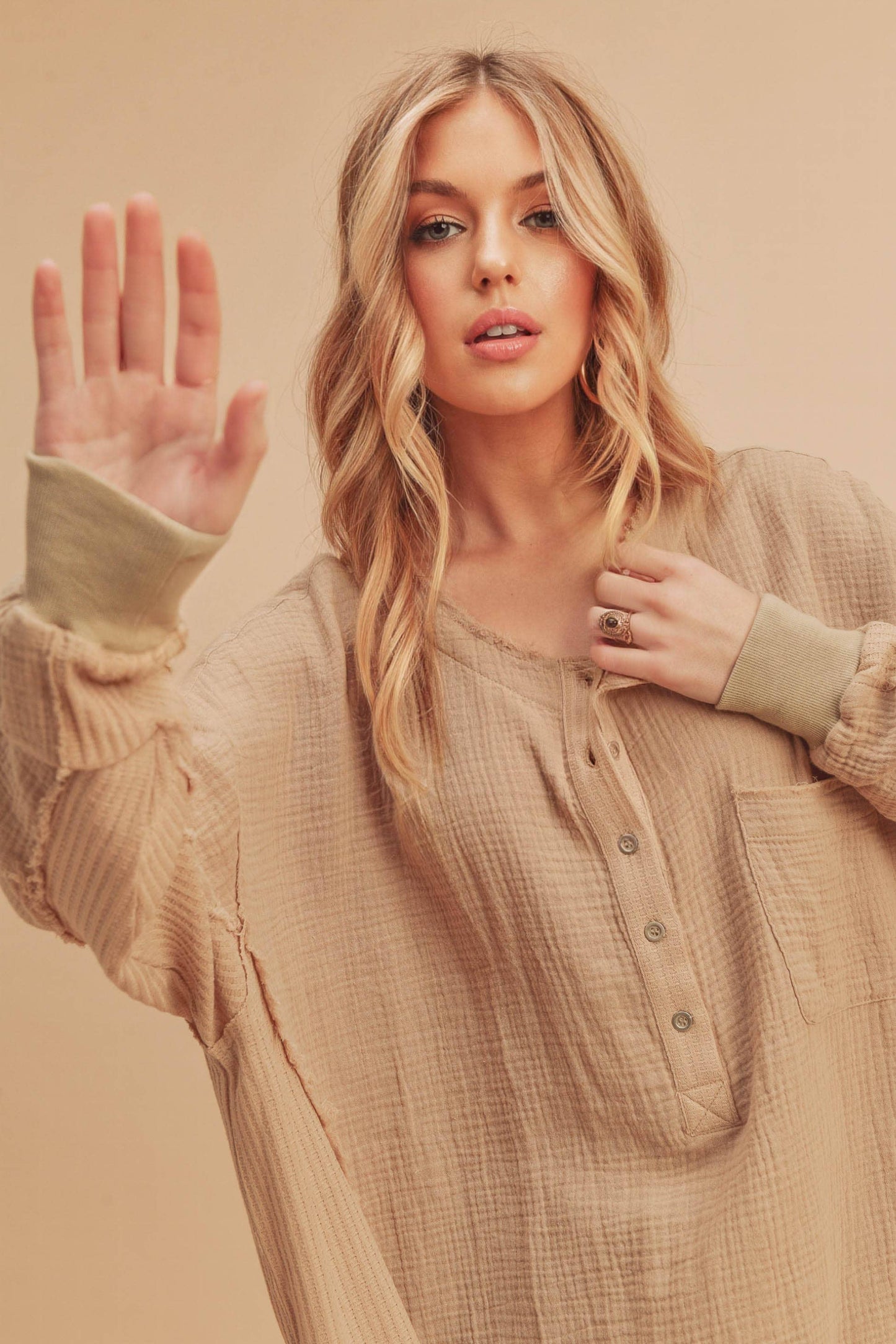 RAQUEL: Half Button Down Top
