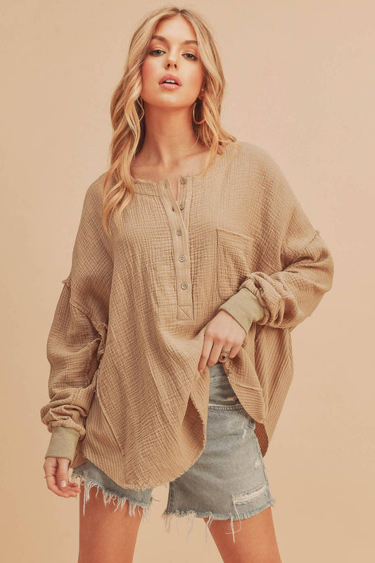 RAQUEL: Half Button Down Top