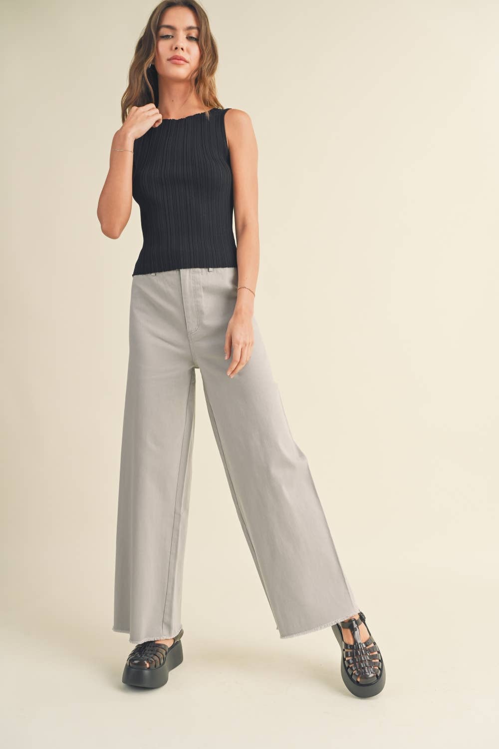 TAYLOR: Viscose ribbed knit top