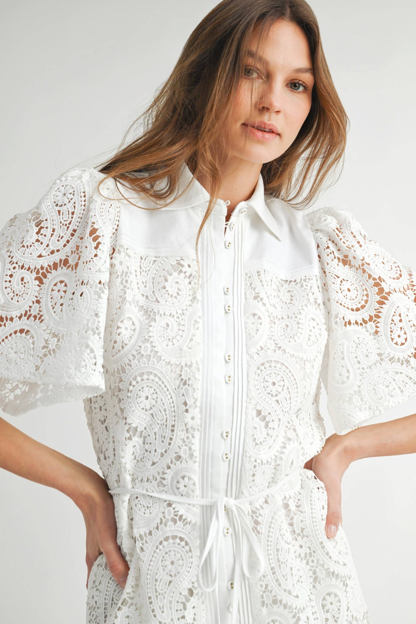 BLAINE: Lace Collared Mini Dress