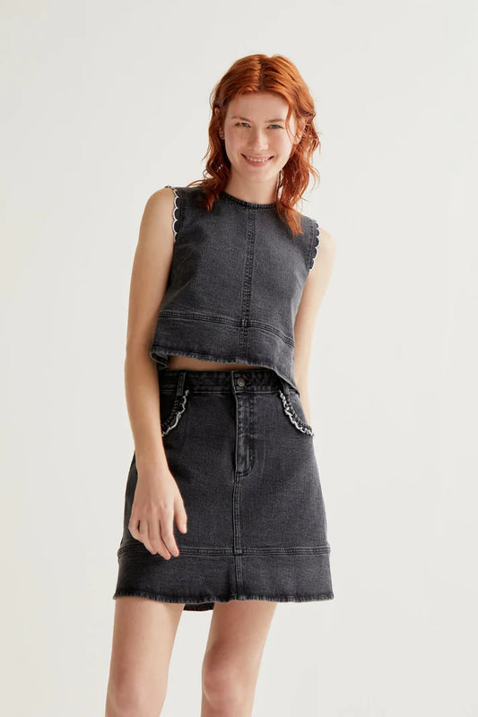 ONYX- Black Denim Skirt