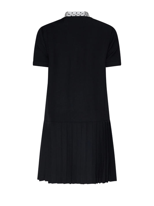 COCO-Black pleated dress with detachable scarf