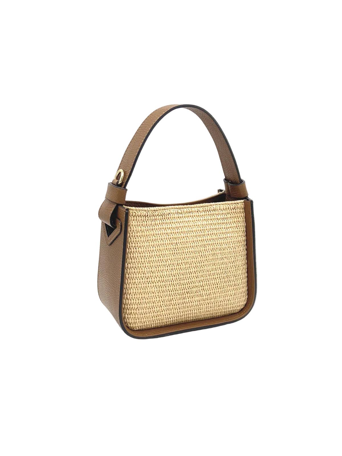BELLA: Leather and Straw Bag Small Size