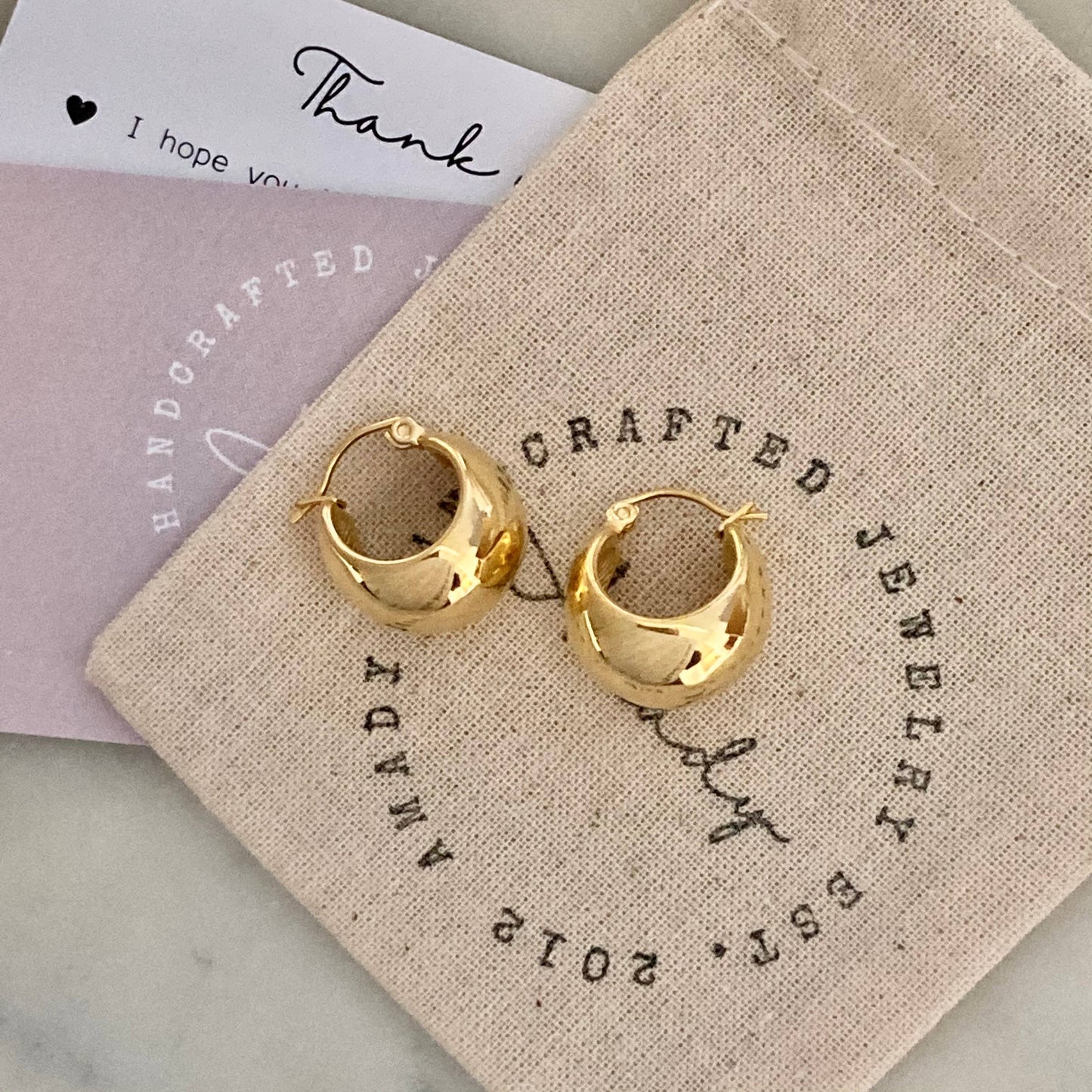 Hoop earrings 18k gold plated thick hoop earrings, chunky
