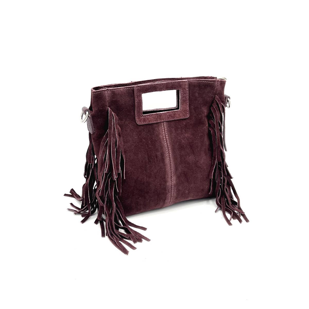 Suede fringe handbag, Made in Italy