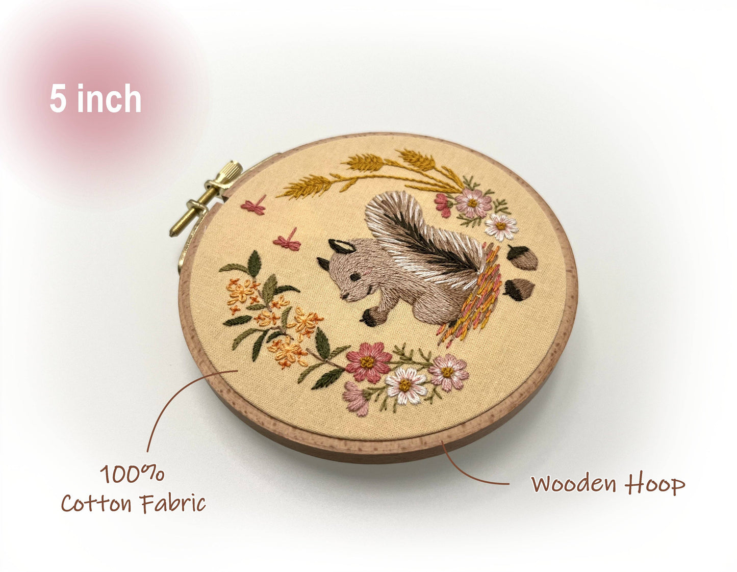 DIY Embroidery Kit Autumn Squirrel / Fall hand embroidery