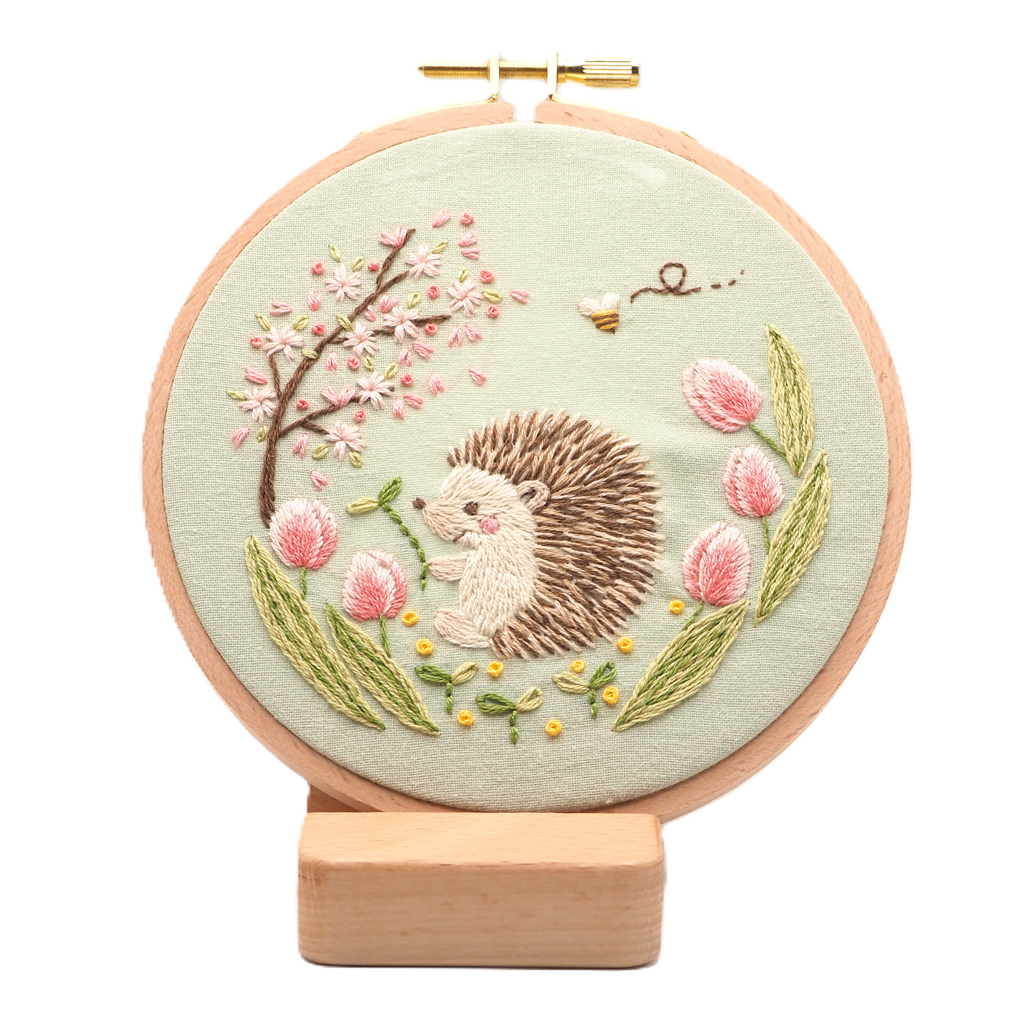 DIY Embroidery Kit Spring Hedgehog / Cute hand embroidery