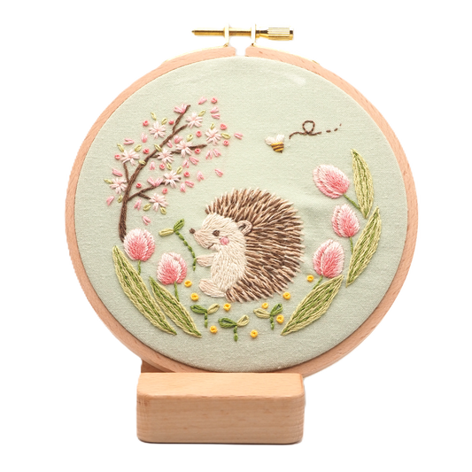 DIY Embroidery Kit Spring Hedgehog / Cute hand embroidery