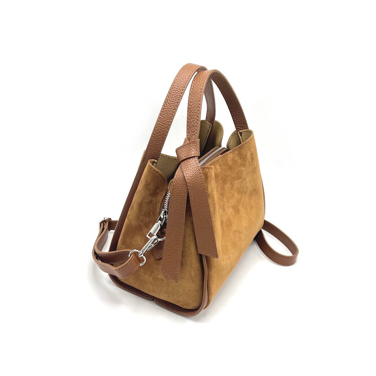Suede leather handbag with crossbody strap, Made in Italy, art. 112638