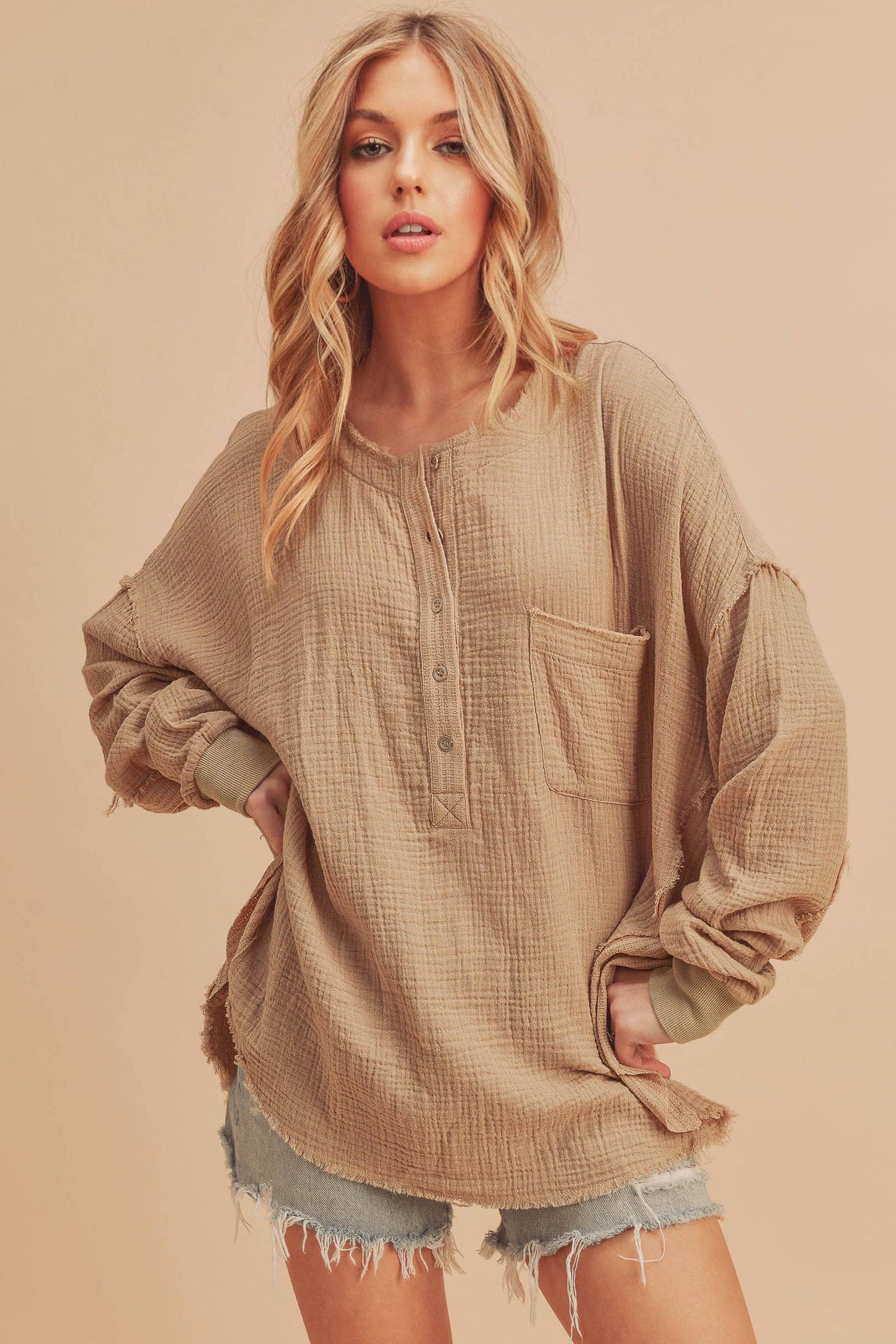 RAQUEL: Half Button Down Top