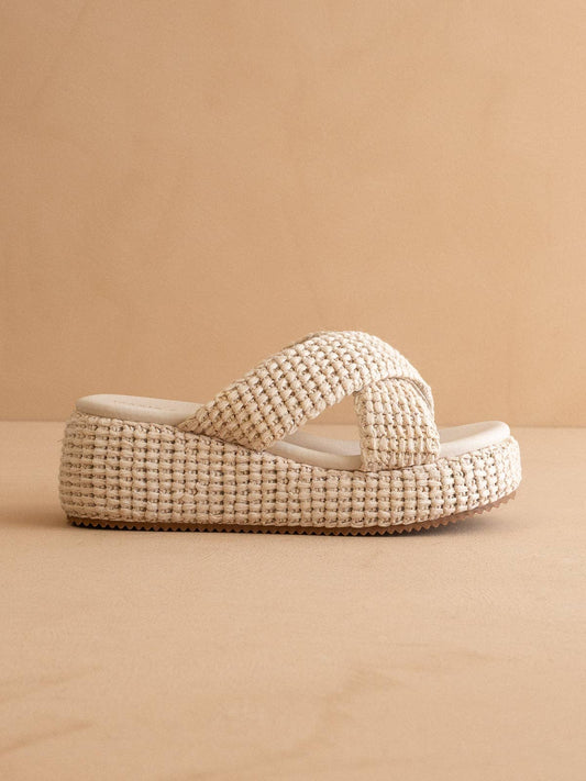 The Savannah| Ivory Raffia Platform Sandal