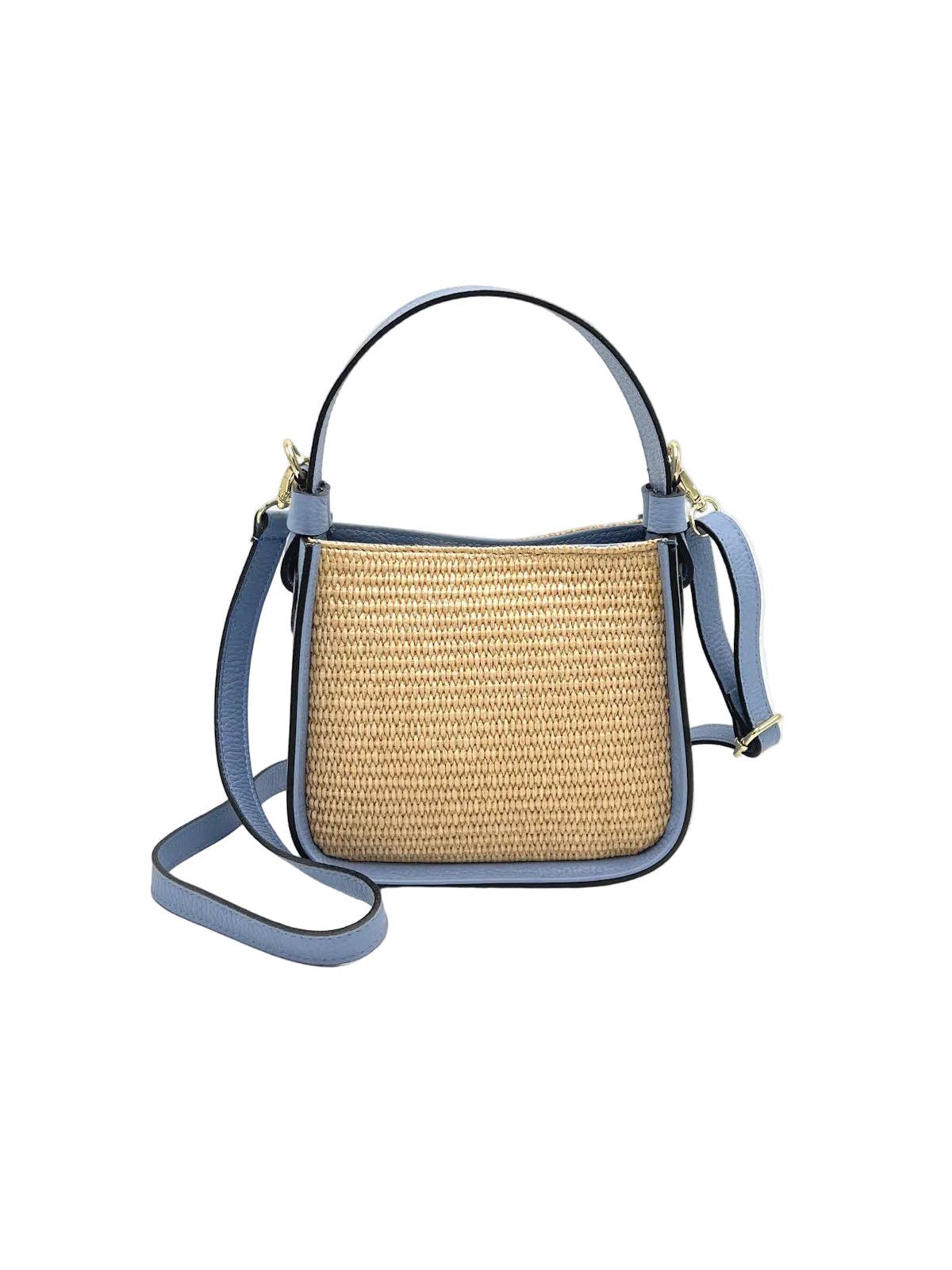 BELLA: Leather and Straw Bag Small Size