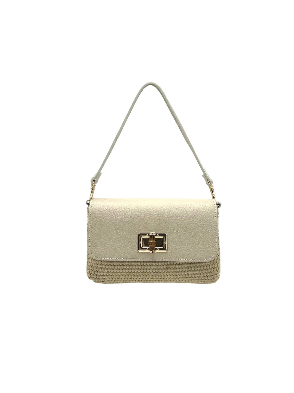 MARINA: Leather and Raffia Straw Mini