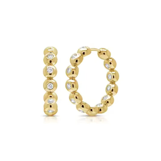Puffy Bezel Hoop Earrings