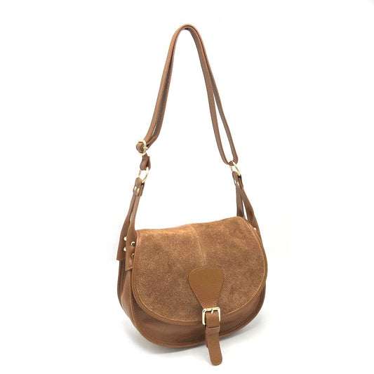 Suede leather saddle bag, Made in Italy