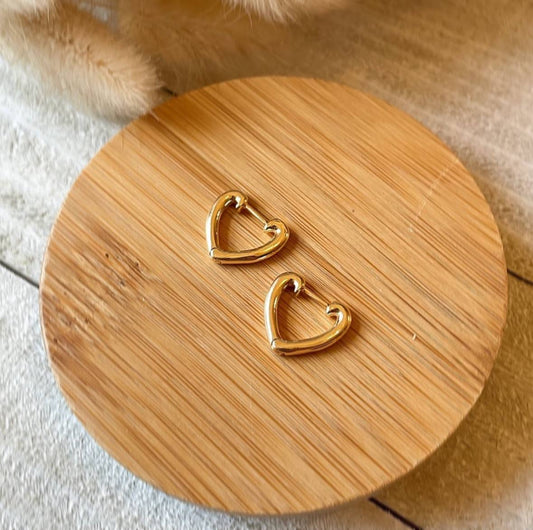 Gold Plated Medium Heart Hoops