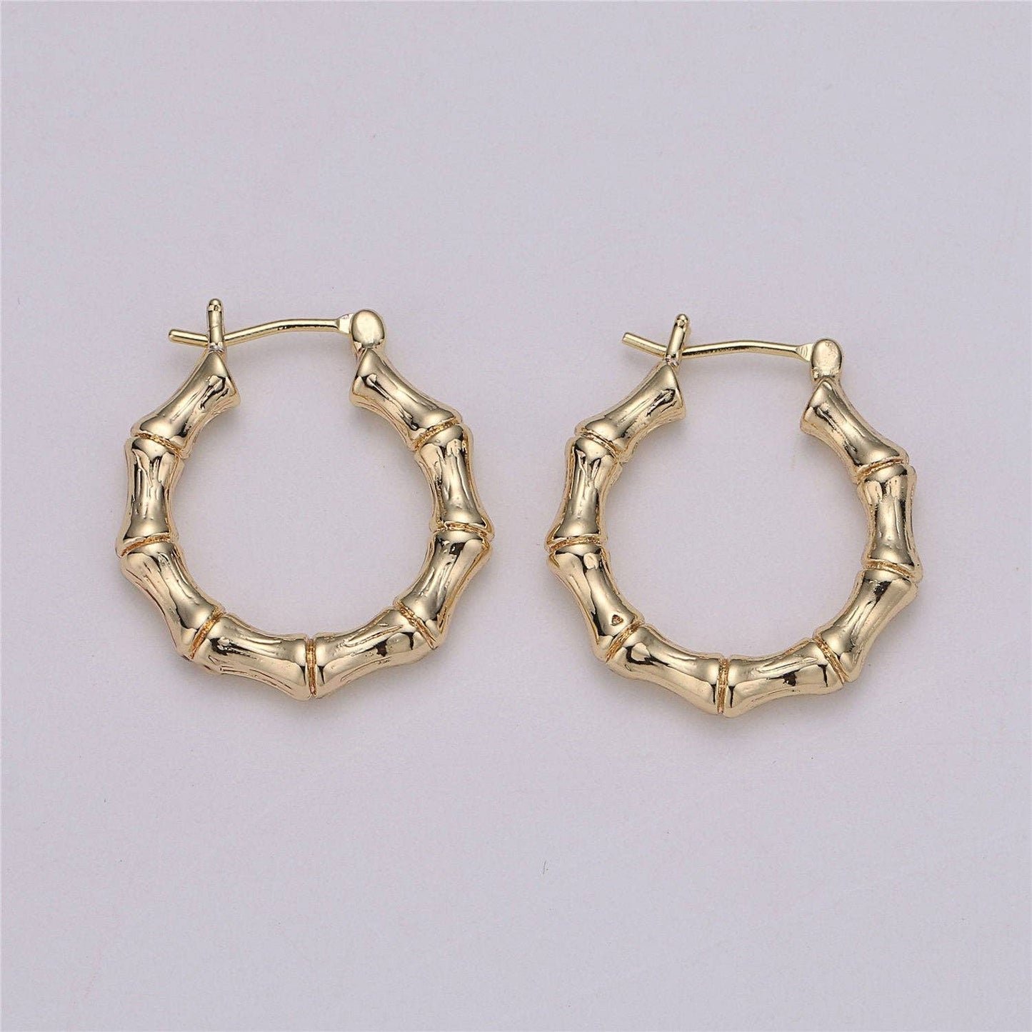 18k Gold Filled Bamboo Hoop Earrings