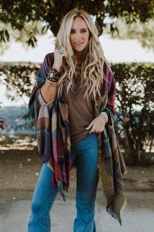 REECE: Plaid Pocket Ruana Wrap
