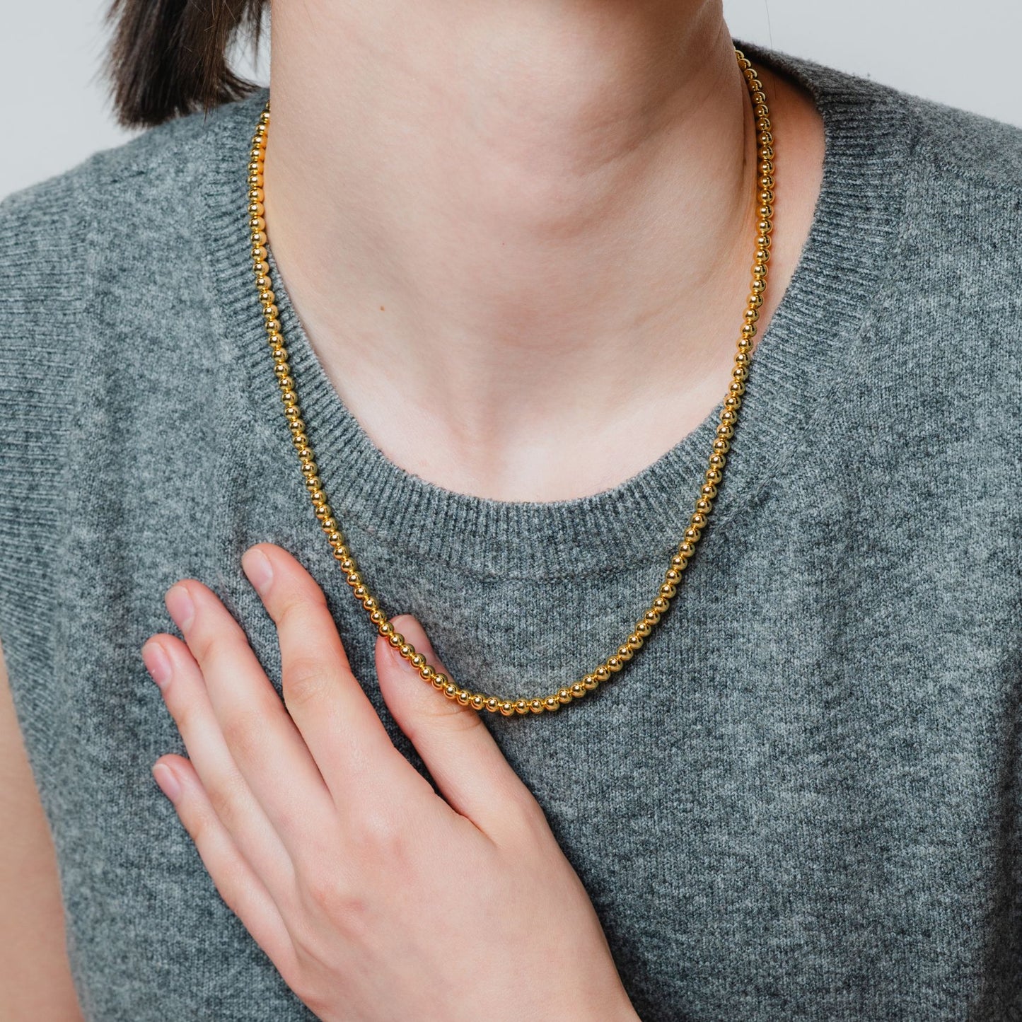 Sphere Beaded Necklace / Gold
