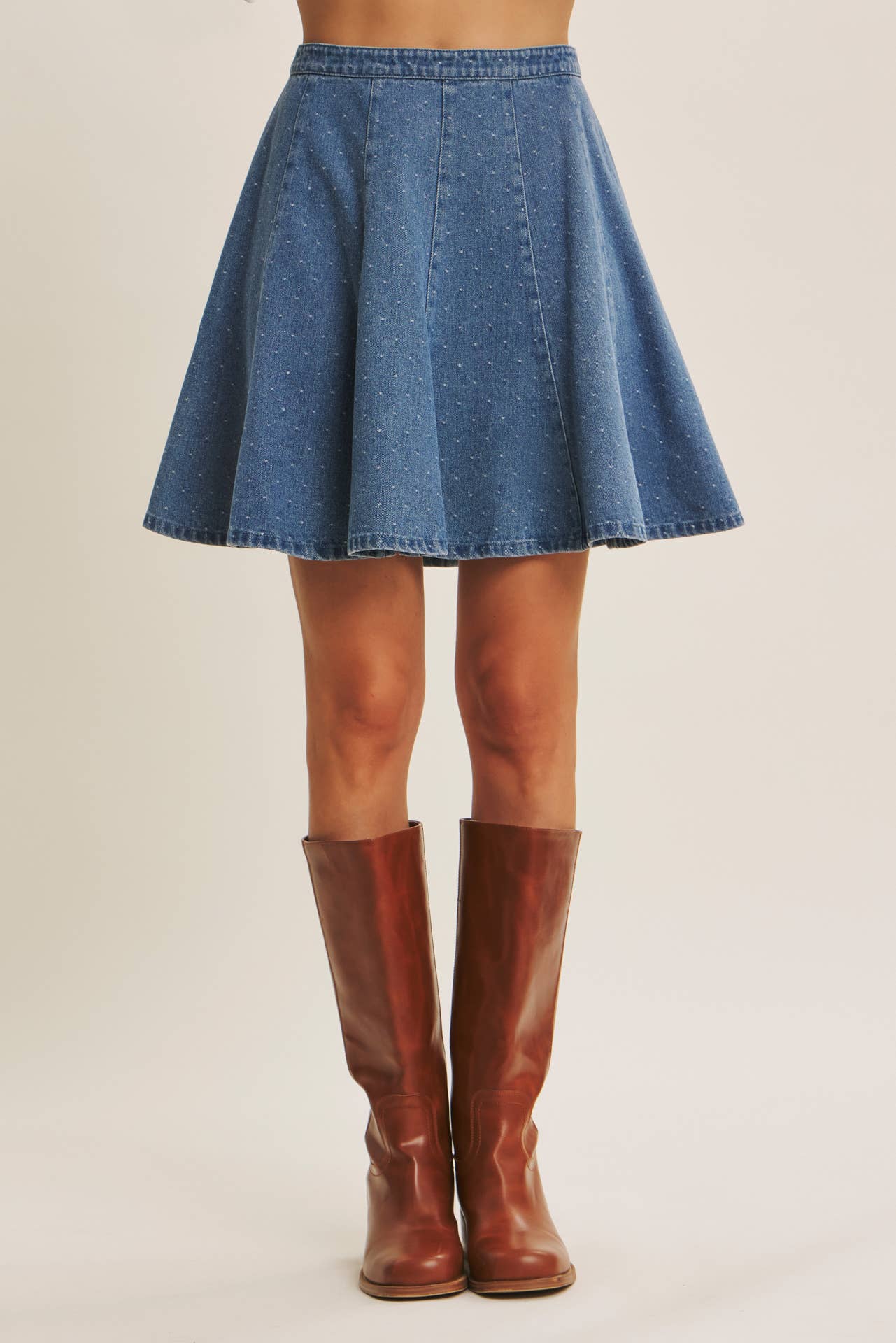 AMY- Denim Flare Mini Skirt