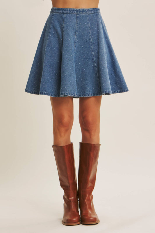 AMY- Denim Flare Mini Skirt