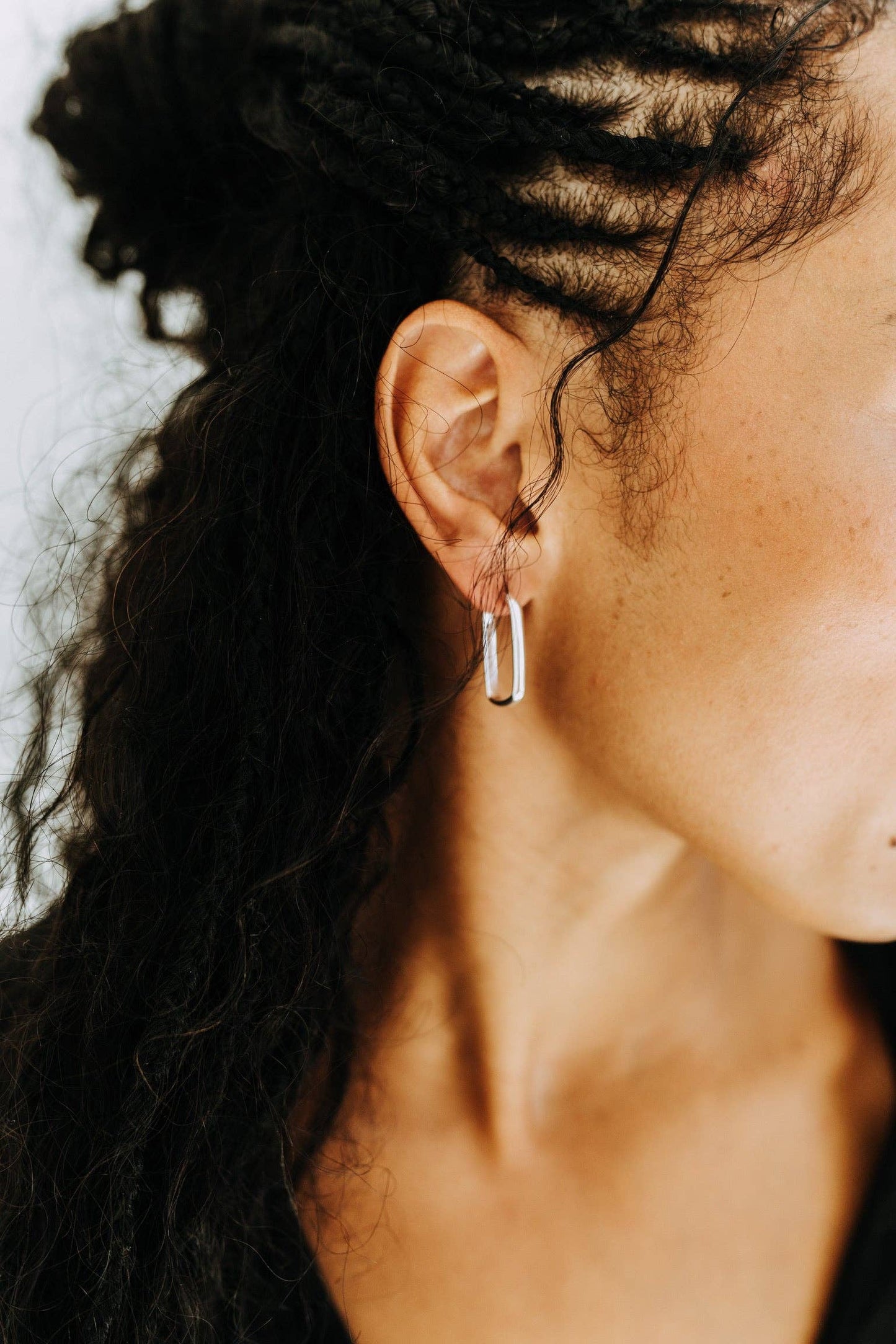 Large Rectangle Hoops - Sterling Silver