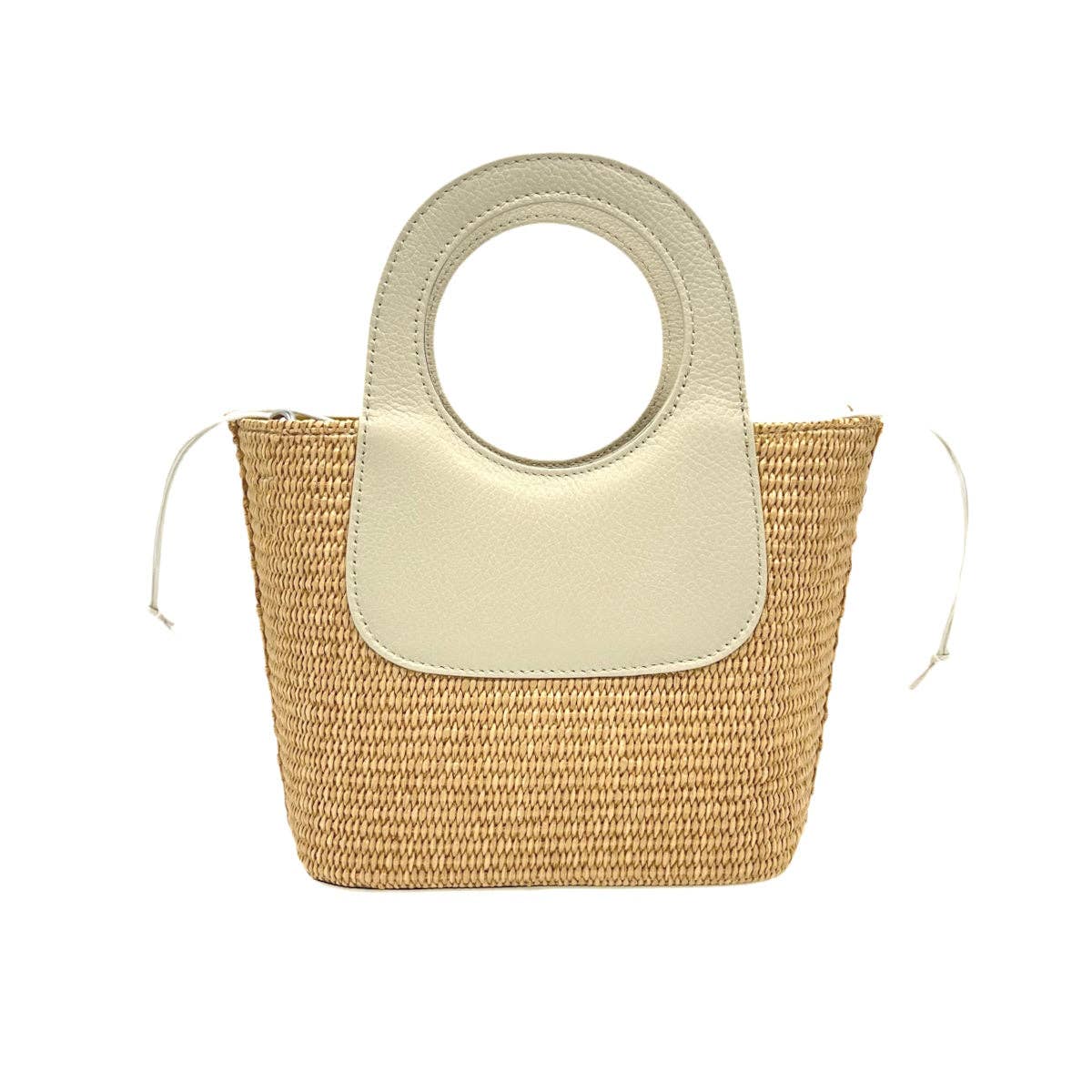 SUMMER: Raffia and genuine leather handbag